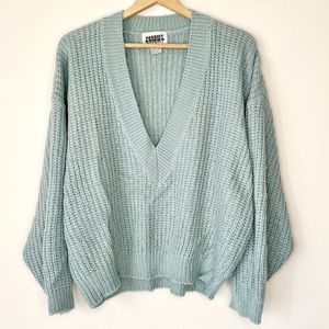 Vtg Croquet Club‎ Blue Deep V-neck Long Sleeve Sweater